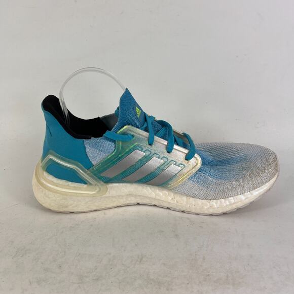 Adidas ultraboost 20 mens 10.5 blue shimmer white signal cyan athletic sneakers - Picture 3 of 11